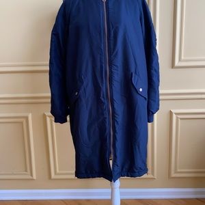 H&M Women’s utility coat zip Front closure hem side zippers arm side Pocket SM